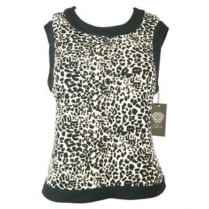 NWT Vince Camuto Shirt Womens S Leopard Cheetah Sleeveless Stretch Knit Top‎